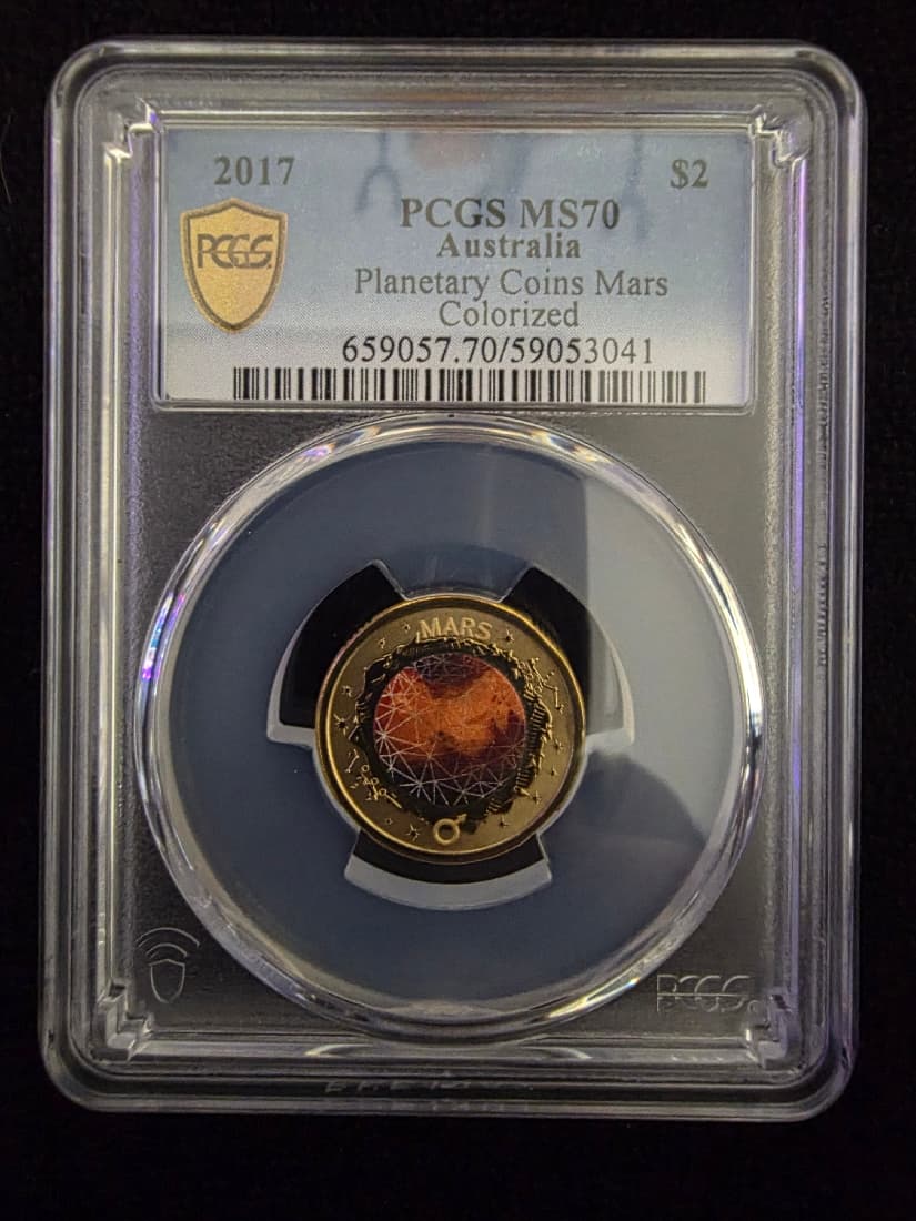Planetary Coins Mars Colorized, Five Dollar, 2017, PCGS MS70