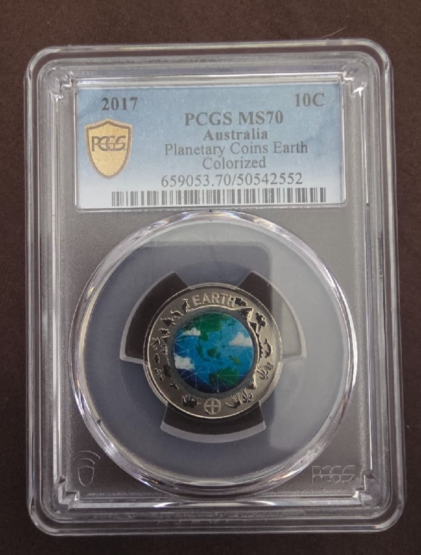 Planetary Coins Earth Colorized, Ten Cent, 2017, PCGS MS70