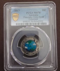 Planetary Coins Earth Colorized, Ten Cent, 2017, PCGS MS70