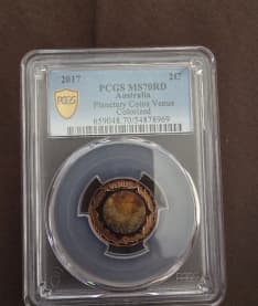 Planetary Coins Venus Colorized, Two Cent, 2017, PCGS MS70RD